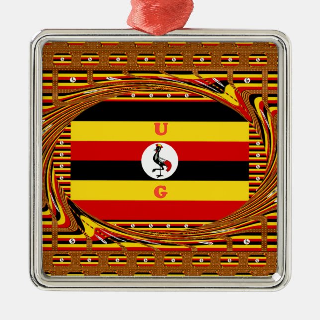 Uganda National Flag Metal Tree Decoration (Front)