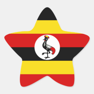 Uganda/Ugandan Flag Star Sticker