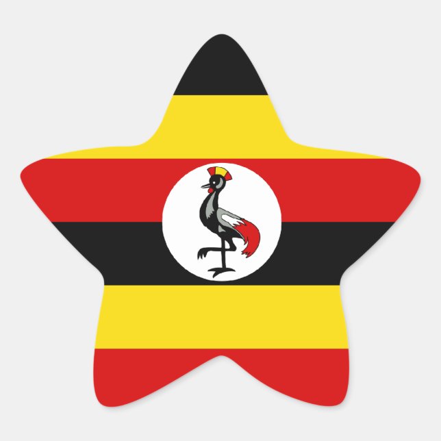 Uganda/Ugandan Flag Star Sticker (Front)