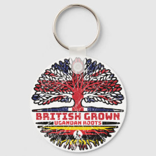 Uganda Ugandan Uk United Kingdom British Tree Key Ring