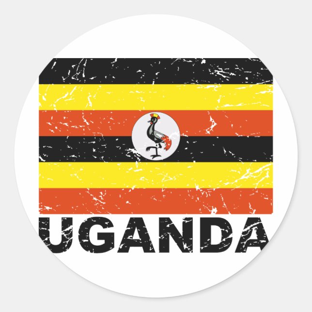 Uganda Vintage Flag Classic Round Sticker (Front)