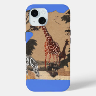 Uganda Wildlife Map Art Print iPhone 15 Case