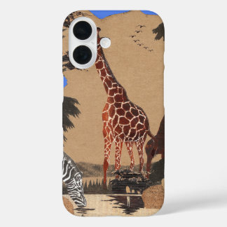 Uganda Wildlife Map Art Print iPhone 16 Case