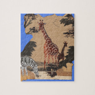 Uganda Wildlife Map Art Print Jigsaw Puzzle