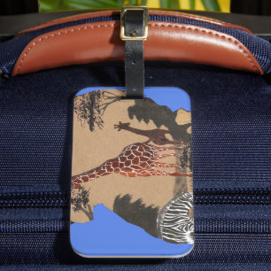 Uganda Wildlife Map Art Print Luggage Tag