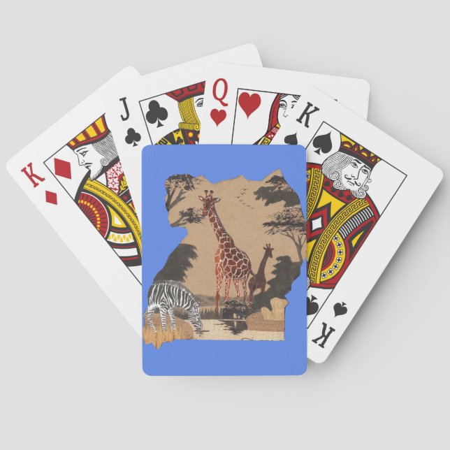 Uganda Wildlife Map Art Print Playing Cards (Back)