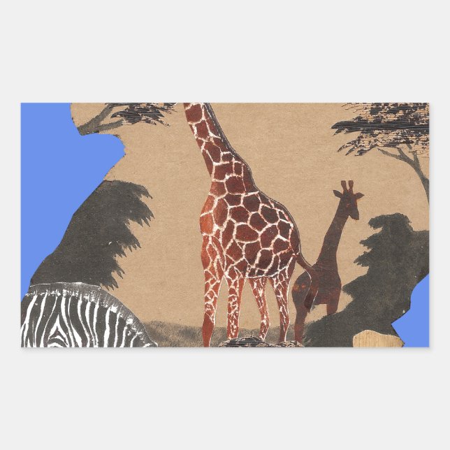 Uganda Wildlife Map Art Print Rectangular Sticker (Front)