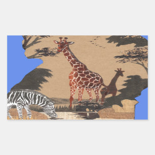 Uganda Wildlife Map Art Print Rectangular Sticker