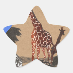 Uganda Wildlife Map Art Print Star Sticker