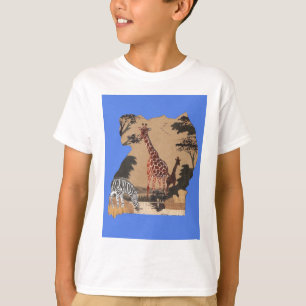 Uganda Wildlife Map Art Print T-Shirt