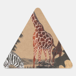 Uganda Wildlife Map Art Print Triangle Sticker