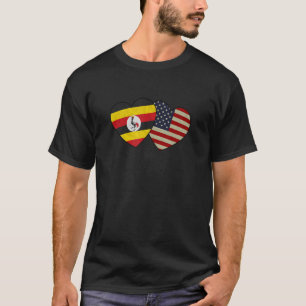 Ugandan American Couple Heart Love Flag Valentine T-Shirt