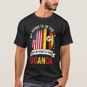 Ugandan American Patriot Heart Is From Uganda Flag T-Shirt