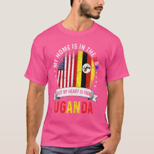 Ugandan American Patriot Heart Is From Uganda Flag T-Shirt