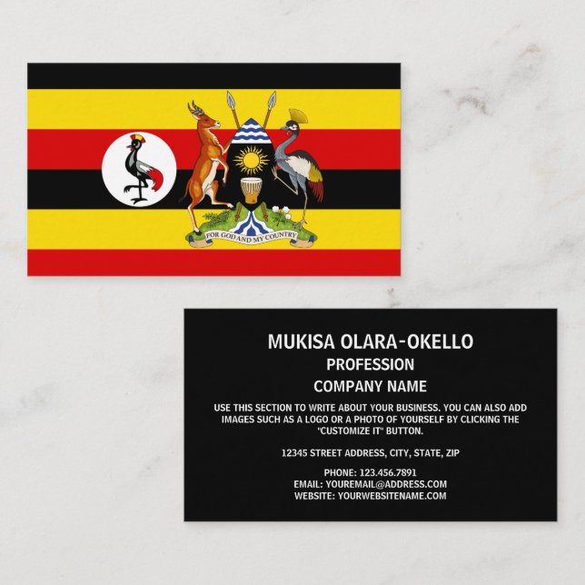 Ugandan Flag & Coat of Arms, Flag of Uganda Business Card (Front/Back)