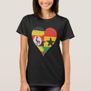 Ugandan Ghanaian Flag Heart T-Shirt