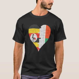 Ugandan Malagasy Flag Heart T-Shirt