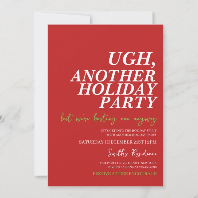Ugh Another Holiday Party Invitation (Front)