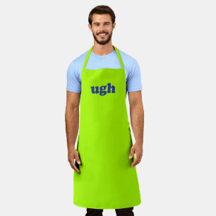 Ugh neon green blue modern typography solid funny apron