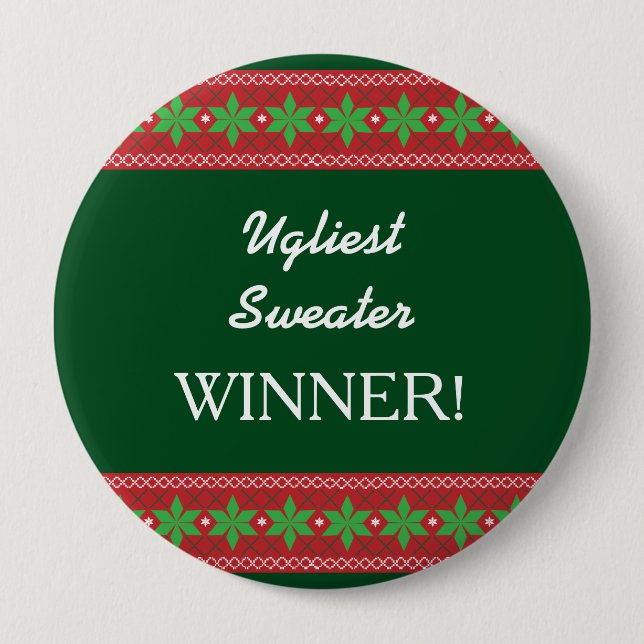 Ugliest Christmas Sweater Winner 10 Cm Round Badge (Front)