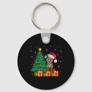 Ugly African Wild Santa Hat Christmas Lights Dog L Key Ring