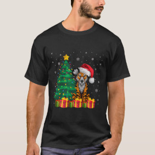 Ugly African Wild Santa Hat Christmas Lights Dog L T-Shirt