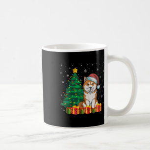 Ugly Akita Inu Santa Hat Christmas Lights Dog Love Coffee Mug