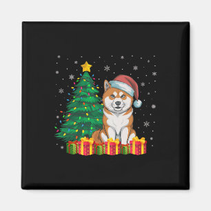 Ugly Akita Inu Santa Hat Christmas Lights Dog Love Magnet