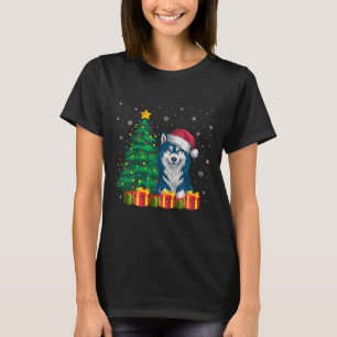 Ugly Alaskan Klee Kai Santa Hat Christmas Lights D T-Shirt