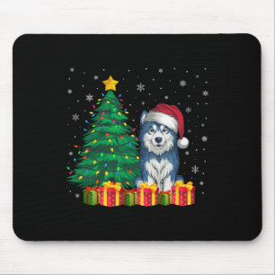 Ugly Alaskan Malamute Santa Hat Christmas Lights D Mouse Mat