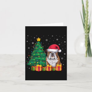 Ugly American Bulldog Santa Hat Christmas Lights D Card