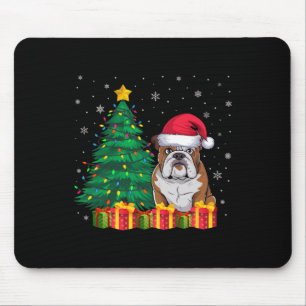 Ugly American Bulldog Santa Hat Christmas Lights D Mouse Mat