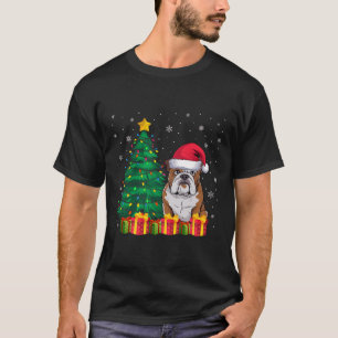 Ugly American Bulldog Santa Hat Christmas Lights D T-Shirt