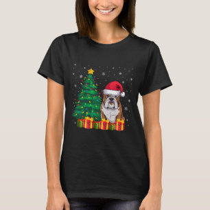 Ugly American Bulldog Santa Hat Christmas Lights D T-Shirt