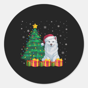 Ugly American Eskimo Santa Hat Christmas Lights Do Classic Round Sticker