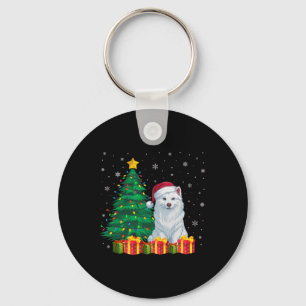 Ugly American Eskimo Santa Hat Christmas Lights Do Key Ring