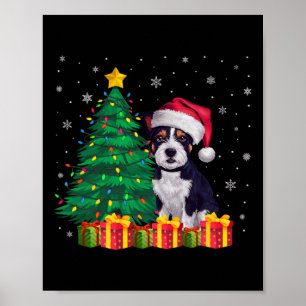 Ugly American Staffordshire Terrier Santa Hat Xmas Poster