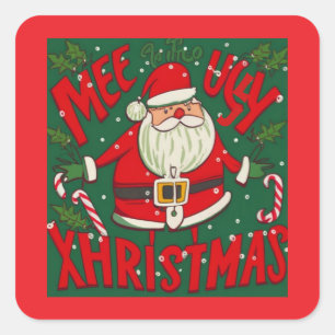 Ugly and Funny Santa's Design  Square Sticker