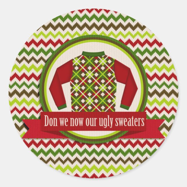Ugly and Tacky Christmas Sweater Party Stickers (Front)