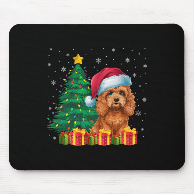 Ugly Apoo Santa Hat Christmas Lights Dog Lover Xma Mouse Mat (Front)