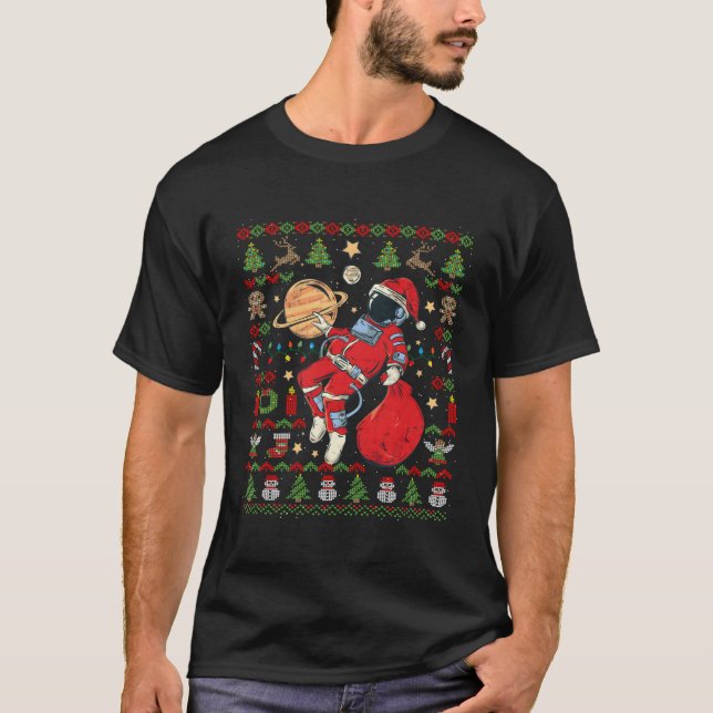 Ugly Astronaut Santa Claus Gifts For Christmas T-Shirt (Front)