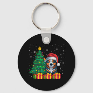 Ugly Australian Cattle Santa Hat Christmas Lights  Key Ring