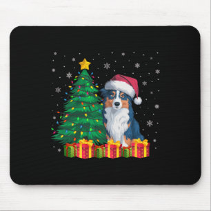 Ugly Australian Shepherd Santa Hat Christmas Light Mouse Mat