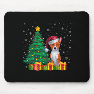 Ugly Basenji Santa Hat Christmas Lights Dog Lover Mouse Mat
