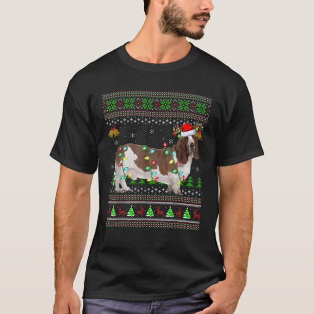 Ugly Basset Hound Dog Xmas Lighting Basset Hound C T-Shirt (Front)