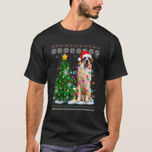 Ugly Bernard Dog Santa Hat Christmas Tree Light T-Shirt