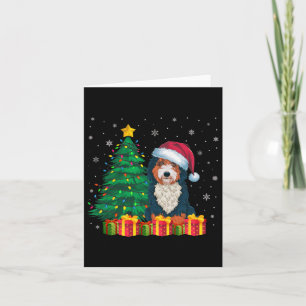 Ugly Bernedoodle Santa Hat Christmas Lights Dog Lo Card