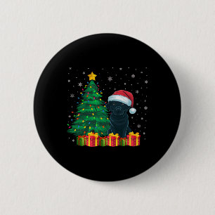 Ugly Black Labrador Santa Hat Christmas Lights Dog 6 Cm Round Badge