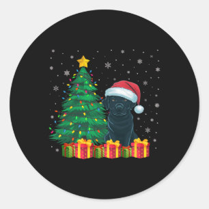 Ugly Black Labrador Santa Hat Christmas Lights Dog Classic Round Sticker