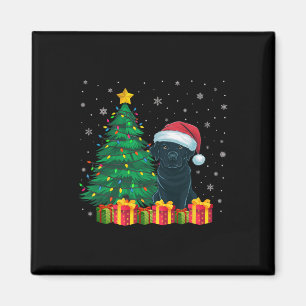 Ugly Black Labrador Santa Hat Christmas Lights Dog Magnet
